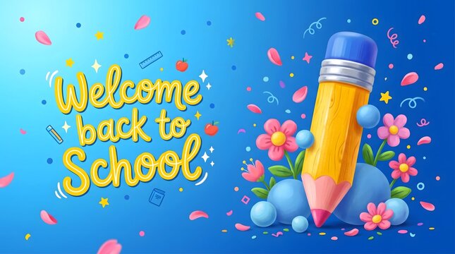 Welcome back to school colorful illustration for kids' education