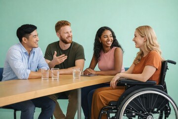 Obraz premium Diverse group discussing inclusivity.