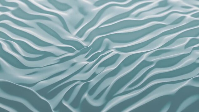 Soft Mint Satin Fabric Rippling into Tight Horizontal Folds and Creases
