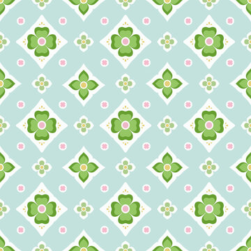 Floor tiles mosaic. Blue seamless pattern vector.