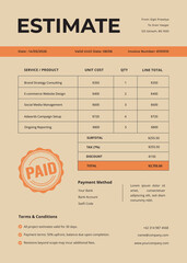 Naklejka premium Modern estimate template. Professional project pricing quote and corporate billing invoice layout