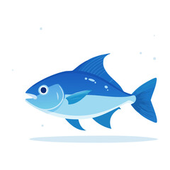 Obraz premium Blue fish illustration in flat design style