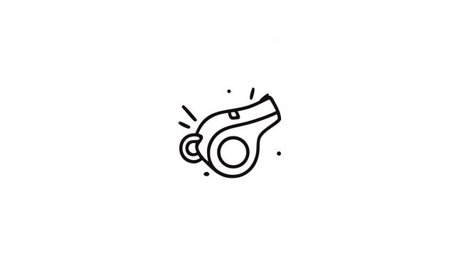 Soccer Ball Outline Icon Referee Whistle Motion Graphic Animation