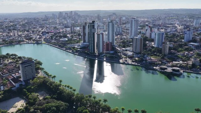 Lakefront Park In Campina Grande In Paraiba Brazil. Lakefront Landscape. Beautiful Cityscape. Lakefront Park In Campina Grande In Paraiba Brazil. Downtown Skyline. Tourism Landmark. 