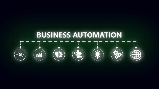 Business automation concept with glowing digital and network flowchart