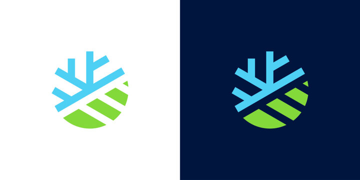 logo design combining leaf and snow, design vector symbol icon idea