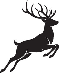 Deer silhouette vector illustration of a stag with antlers wildlife animal nature icon Christmas deer head elk buck cartoon style silhouette design