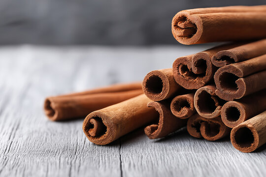 Cinnamon sticks on a dark wooden background