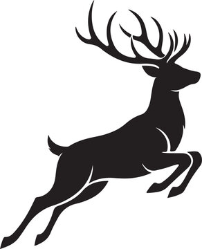 Deer silhouette vector illustration of a stag with antlers wildlife animal nature icon Christmas deer head elk buck cartoon style silhouette design