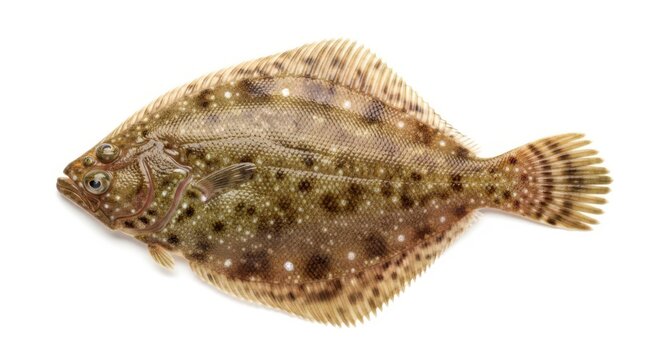 A single fresh flounder fish isolated on white background
