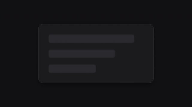 Minimalist Dark Mode Skeleton Loading Animation With Three Progress Bars On A Rounded Card