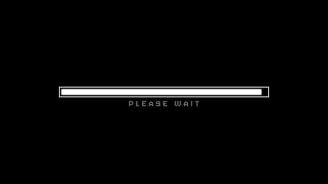 Loading progress bar animation on transparent background with please wait text changing to complete