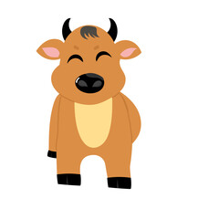 Obraz premium Cute bull Waving Hand Illustration. isolated on white background