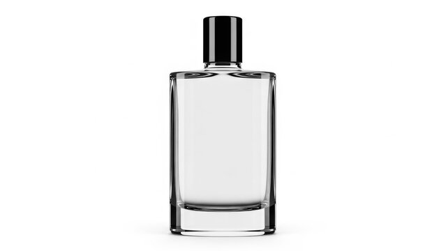 Modern perfume bottle with black cap