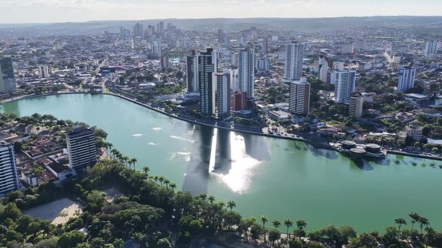 Lakefront Park In Campina Grande In Paraiba Brazil. Lakefront Landscape. Beautiful Cityscape. Lakefront Park In Campina Grande In Paraiba Brazil. Downtown Skyline. Tourism Landmark. 