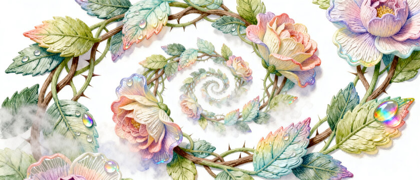 Whimsical Botanical Garden Watercolor Art