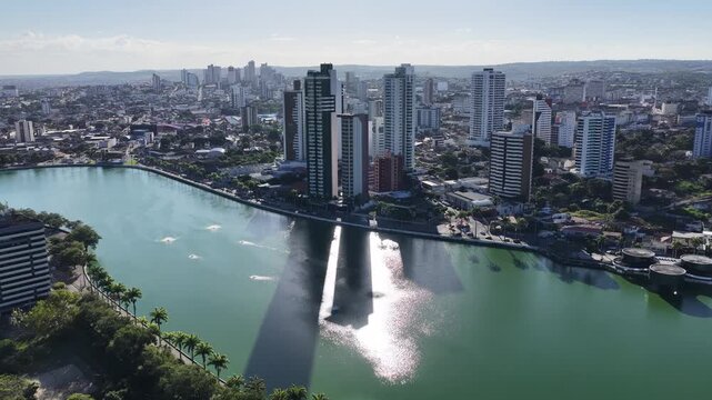 Lakefront Park In Campina Grande In Paraiba Brazil. Lakefront Landscape. Beautiful Cityscape. Lakefront Park In Campina Grande In Paraiba Brazil. Downtown Skyline. Tourism Landmark. 