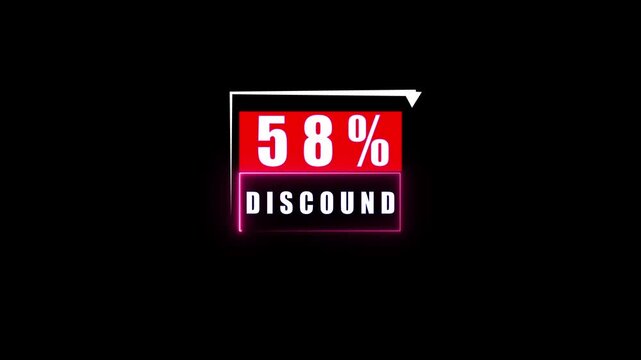 58 Percent Discount Sale Banner Animation with Price Drop Arrow