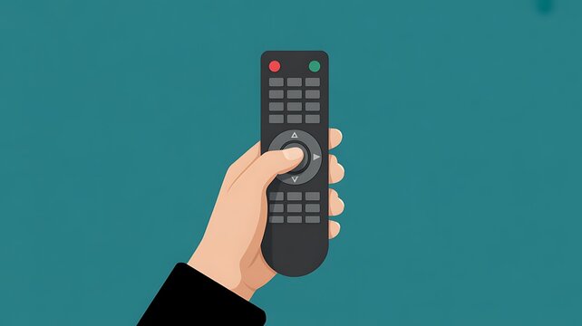 A hand holding a remote control device