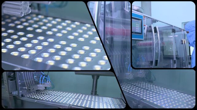 pharmaceutical worker using medicine making large machine. person checking medicine tablet making automatic machine. medicine making factory. person wearing a ppe kit in a factory. healthcare concept.