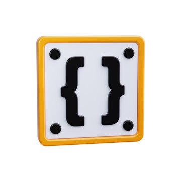 Curly brackets 3d render icons