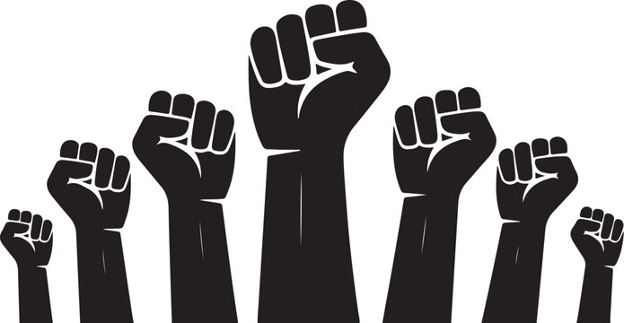 Fist raised hands united protest symbol