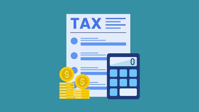 Tax payment calculation with growing coin stacks animation