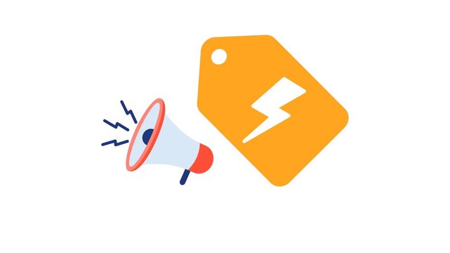 Flash sale promotion advertising with megaphone animation