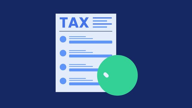 Animated tax form document with green checkmark