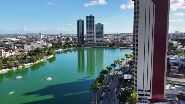Lakefront Park In Campina Grande In Paraiba Brazil. Lakefront Landscape. Beautiful Cityscape. Lakefront Park In Campina Grande In Paraiba Brazil. Downtown Skyline. Tourism Landmark. 