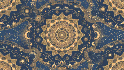 Fototapeta premium nomadic celestial design mandala vector background 
