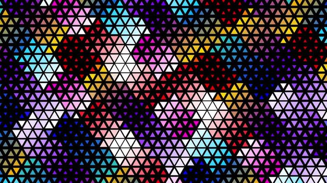Abstract geometric triangle grid background with moving colorful patterns and mosaic structures for tech presentations 4k video