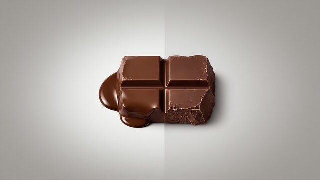 Melted chocolate bar on gradient background