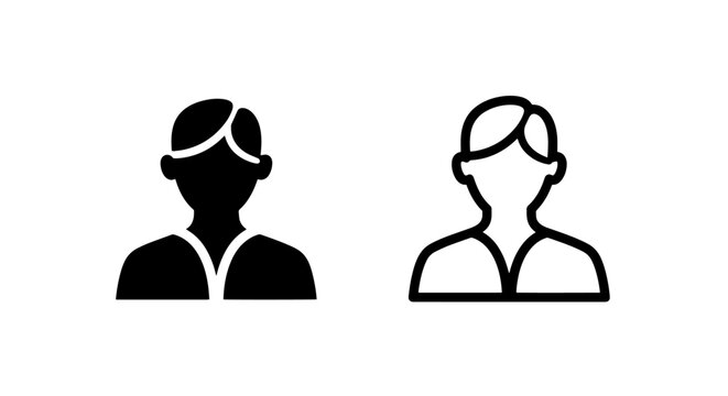 Avatar profile icon set for user interface in solid and line styles