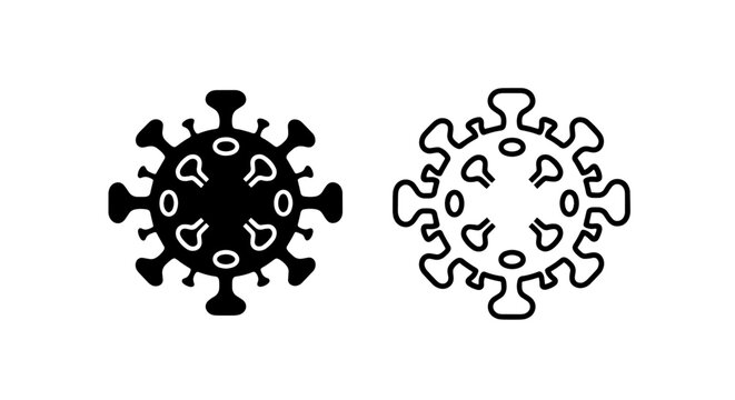 Coronavirus covid-19 cell structure icon set with coronavirus, pathogen
