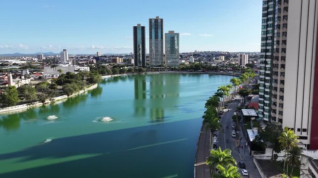 Lakefront Park In Campina Grande In Paraiba Brazil. Lakefront Landscape. Beautiful Cityscape. Lakefront Park In Campina Grande In Paraiba Brazil. Downtown Skyline. Tourism Landmark. 