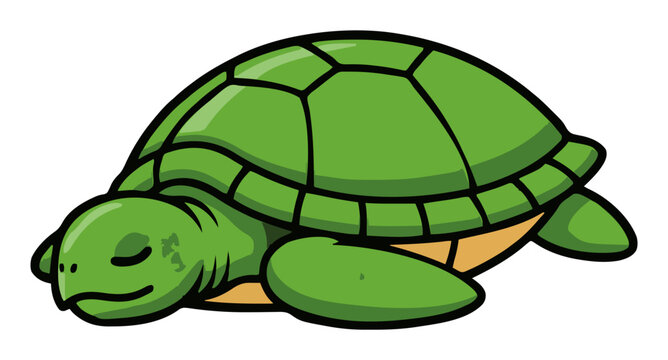 Green sea turtle sleeping peacefully vector icon. Generative AI