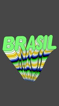 Animaci&oacute;n Tipogr&aacute;fica Vertical Brasil9x16 Frase de Aliento en Fuente Rounded con Clones en Onda y Colores Verdeamarela para Redes Sociales