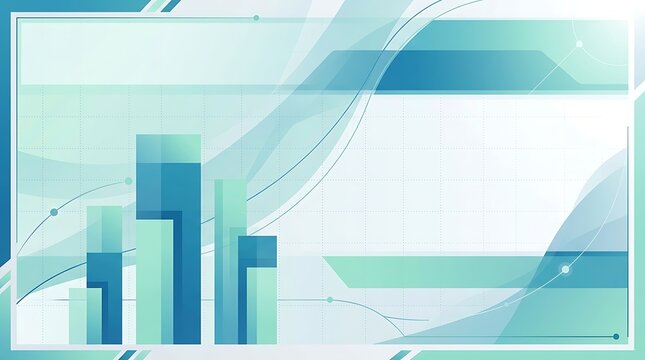 Modern digital background with business bar charts and teal waves