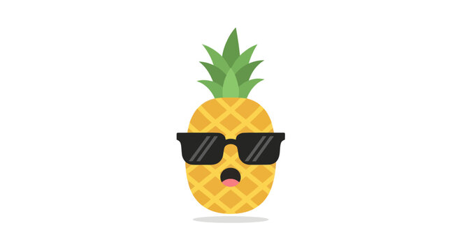 Cool pineapple character wearing black sunglasses cartoon.