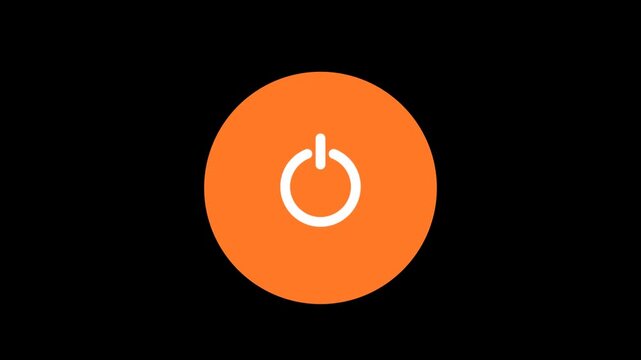 Animated **Power Button Turn On Start** Icon **Alpha Channel** Pulsing Loop 4K