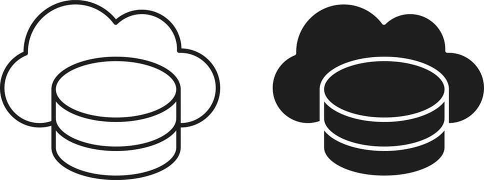 Cloud server icon for web. Thin outline icons pack. Vector illustration