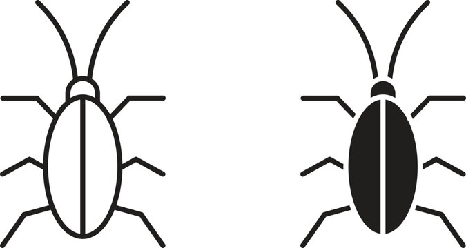 Cockroach icon for web. Thin outline icons pack. Vector illustration