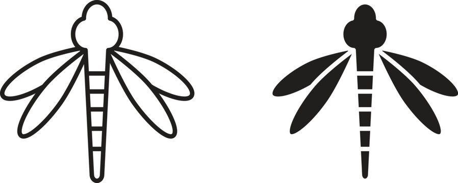 Dragon fly icon for web. Thin outline icons pack. Vector illustration