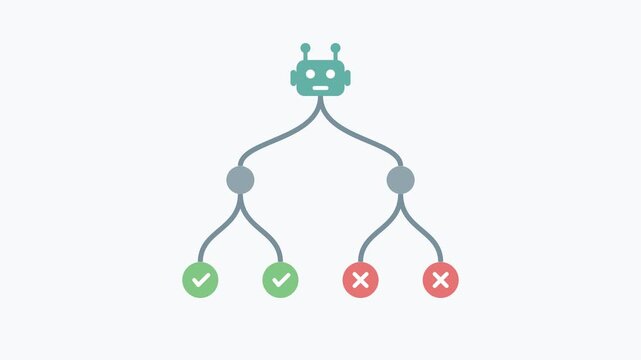 Artificial Intelligence Robot Organizing Data into Decision Tree Branches