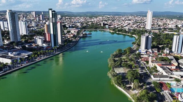 Lakefront Park In Campina Grande In Paraiba Brazil. Lakefront Landscape. Beautiful Cityscape. Lakefront Park In Campina Grande In Paraiba Brazil. Downtown Skyline. Tourism Landmark. 