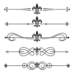 Decorative flourishes with fleur de lis element set. © Mst. Akhi  Khatun