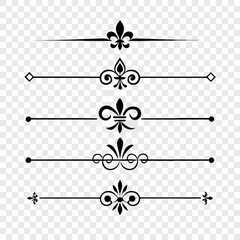 Fleur de lis dividers vintage ornamental design elements. © Mst. Akhi  Khatun
