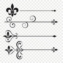 Vintage floral text dividers with fleur de lis art. © Mst. Akhi  Khatun