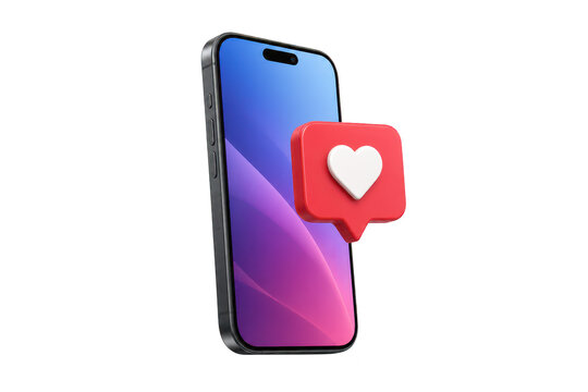Smartphone with social like heart notification
